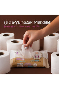 LOLE'S Flushable Islak Tuvalet Mendili Bebek ve Çocuk XL 48 Adet