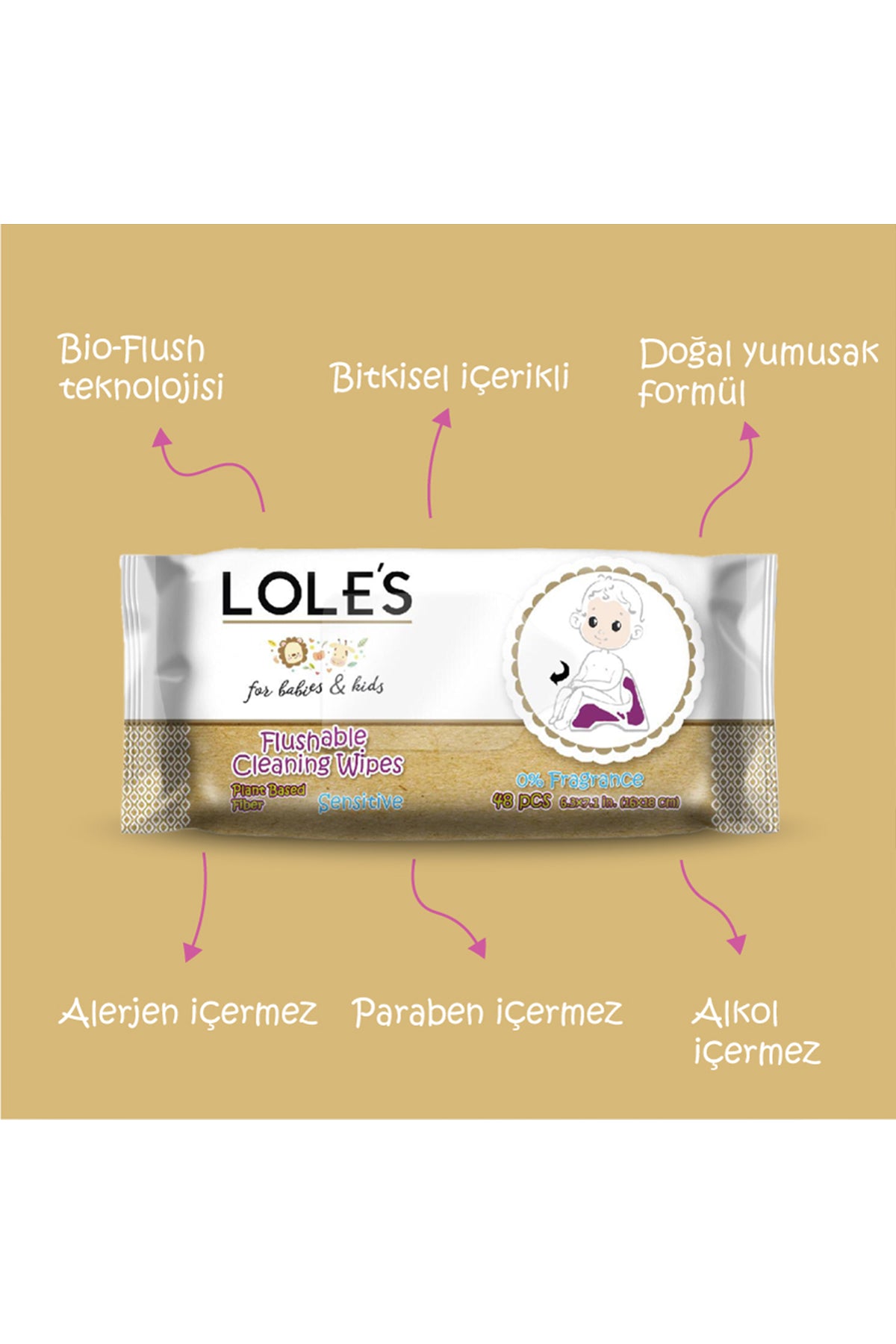 LOLE'S FLUSHABLE WIPES - BEBEK VE ÇOCUK 48 Adet