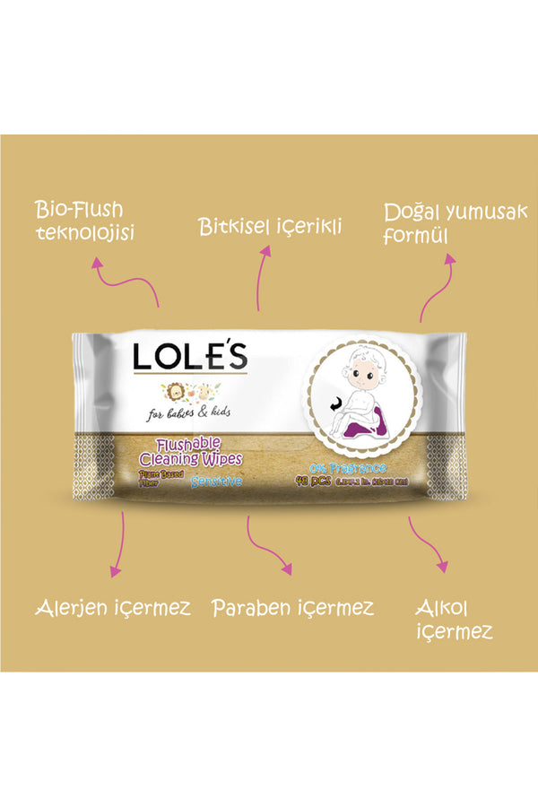 LOLE'S FLUSHABLE WIPES - BEBEK VE ÇOCUK 48 Adet