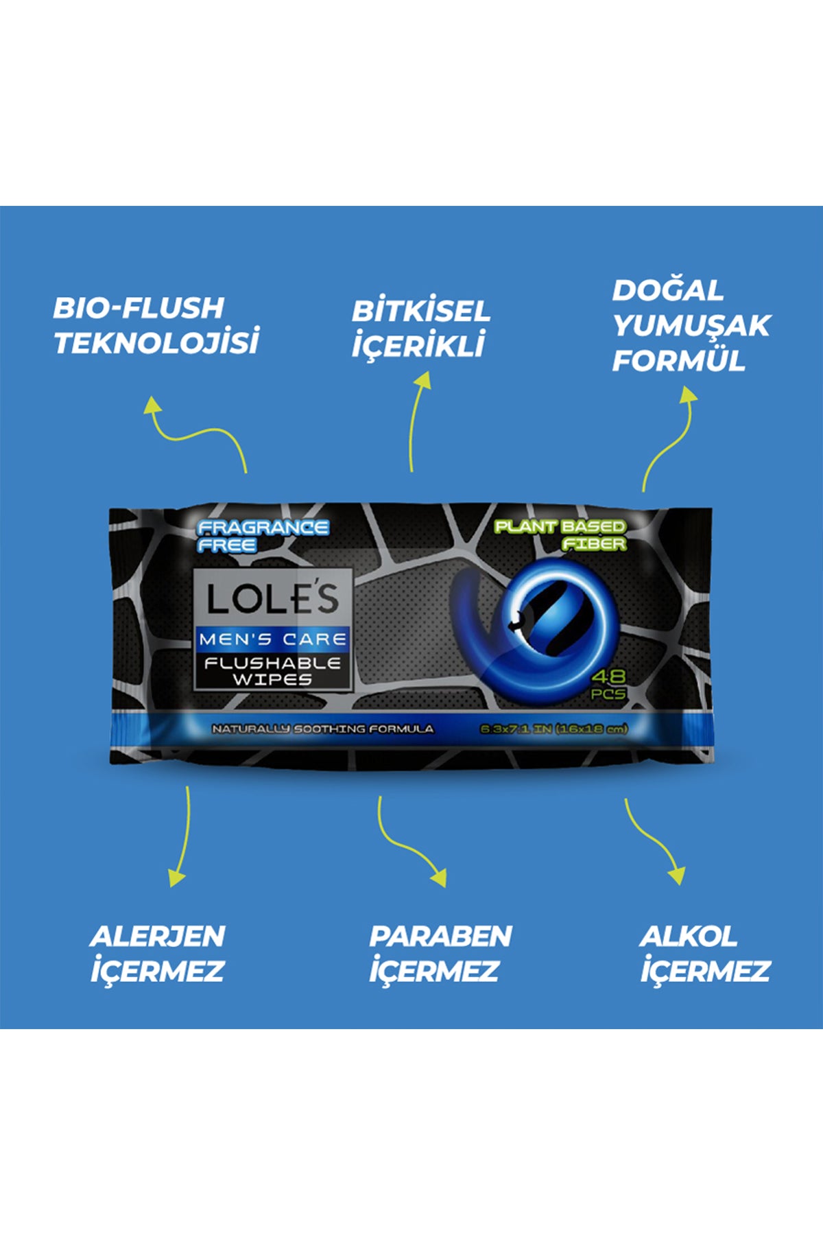 LOLE'S FLUSHABLE WIPES - For Men 48 Adet