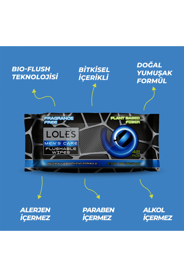 LOLE'S FLUSHABLE WIPES - For Men 48 Adet