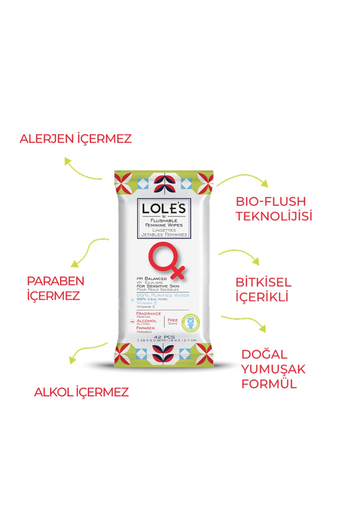 LOLE'S FLUSHABLE WIPES - KADIN 42 Adet